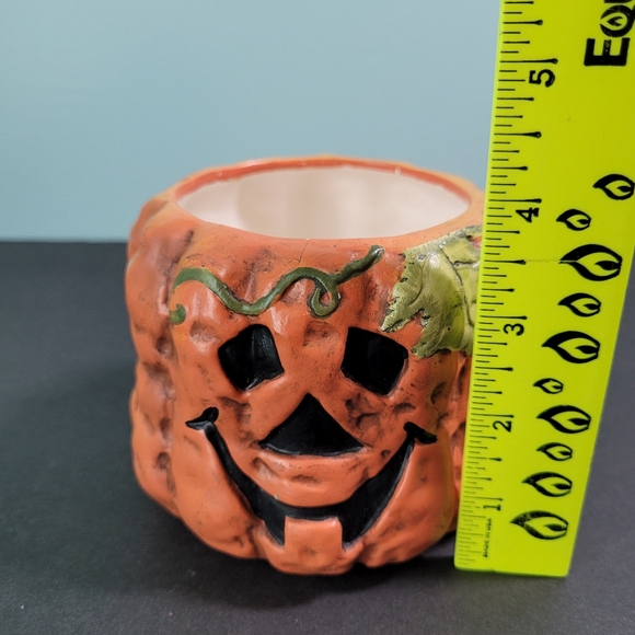 Ceramic Jack-O-Lantern Candle Holder Halloween 3.5" New Holland Floral VTG 1995 - Picture 13 of 14